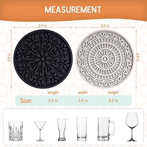 8 Pcs Boho Coasters for Drinks, Silicone Coasters with Holder, Boho Style Grooved Pattern, Tabletop Protection Coaster for Outdoor, Indoor, Coffee Table, Kitchen, Office, Bar, Heat Resistant | Boho Style Grooved Pattern, Tabletop Protection Coaster for Ou
