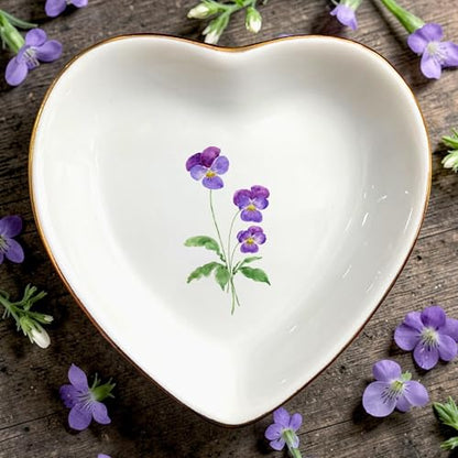 Birth Month Flower Ring Jewelry Dish Tray-Floral Ring Holder for Hippie,Nature,Pace-Birthday Gifts for Mom,Mother-in-law,Step Mom,Aunt,Grandma,Sister,Friends (2 - February (Viole)) - style: 2 - February (Viole)