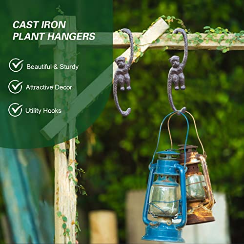 Sungmor Cast Iron Plant Hangers, 2PC 7.9 Inches Monkey Hooks | Large S Planter Hanger, Ceiling Extender Hooks for Hanging Plants, Flower Basket, Plant Pot, Macrame Plant Holder, Lantern - color: Monkey Hooks - 2pcs