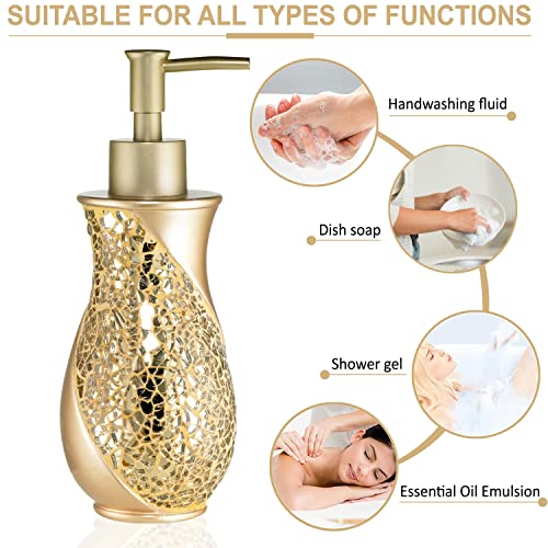 Zahari Home Sinatra Soap Dispenser/Lotion Pump Unique Design Bling Glass Mosaic Décor, Gold - color: Gold