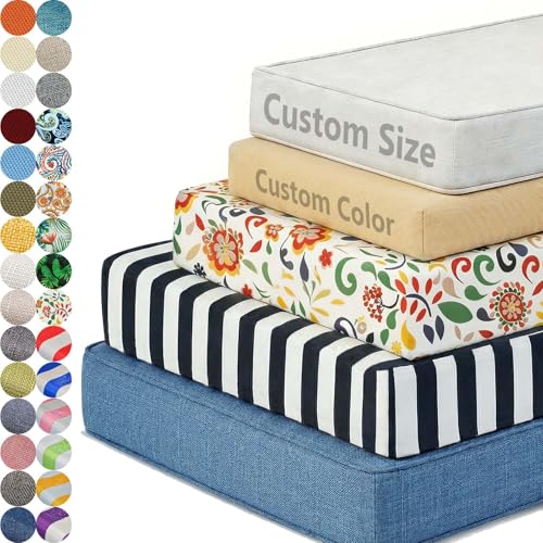 Custom Bench Cushions for Indoor Furniture, Personalized Size Non-Slip Bench Pads, 10+ Fabrics and 100+ Colors to Choose, 75D High-Resilience Foam Seat Cushion for Bay Window, Garden Patio Furniture
