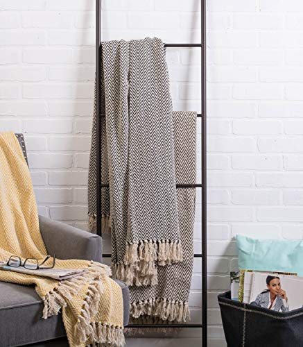 DII Chevron Throw Collection Handloomed Cotton, 50x60, Black - color: Black, size: 50x60"