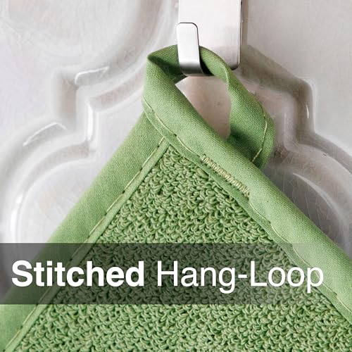RITZ Terry Potholder & Hot Pad: Unparalleled Heat Resistant, Durable 100% Cotton – Ergonomically Designed for Optimal Grip – Easy-Care Machine Washable – 2-Pack, Cactus - color: Cactus Green, size: 2-Pack
