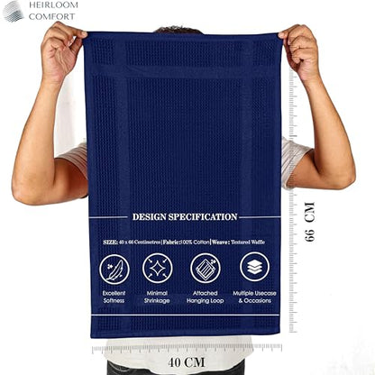 12 Pack Blue Waffle Weave Kitchen Towels, 16x26 Inches, 100% Cotton Dishcloth Set, Super Absorbent, Quick Dry, Soft Hand Towels for Drying Dishes, Cleaning, Durable, Indigo Blue - color: Indigo Blue, style: 12 Pack