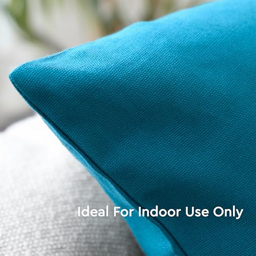 Encasa XO Throw Pillow Covers, Cotton, No Inserts 16"x16" Azul Blue | Durable Cotton Canvas | Concealed Invisible Zipper | Ideal for DIY & Embroidery | Living Room & Couch | Set of 2 - color: Azul Blue, size: 16" x 16" (Pack of 2)