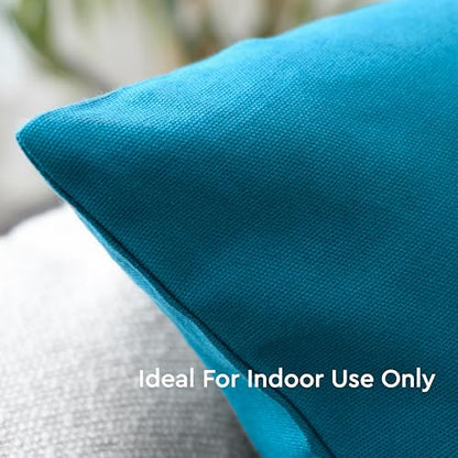 Encasa XO Throw Pillow Covers, Cotton, No Inserts 16"x16" Azul Blue | Durable Cotton Canvas | Concealed Invisible Zipper | Ideal for DIY & Embroidery | Living Room & Couch | Set of 2 - color: Azul Blue, size: 16" x 16" (Pack of 2)