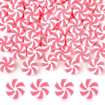 JUNEBRUSHS 50 Pcs Fake Peppermint Candy Christmas Decorations Pink and White Christmas Candy Peppermint Ornaments for Xmas Holiday Decor Party Favors Crafts - style: Peppermint Candy Style