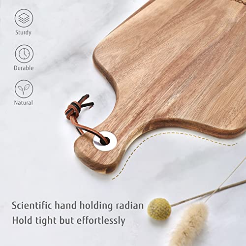 hecef Upgrade Bigger Cheese Board set of 4, a Acacia Wood Cheese Plate and 4 Pcs Knives, Charcuterie Platter Serving Tray for Appetizers, Feast, Housewarming, Cheese Serving - size: Large