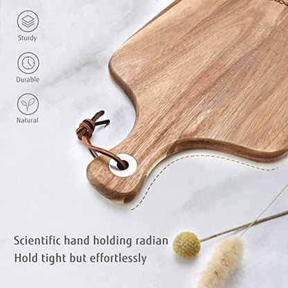 hecef Upgrade Bigger Cheese Board set of 4, a Acacia Wood Cheese Plate and 4 Pcs Knives, Charcuterie Platter Serving Tray for Appetizers, Feast, Housewarming, Cheese Serving - size: Large