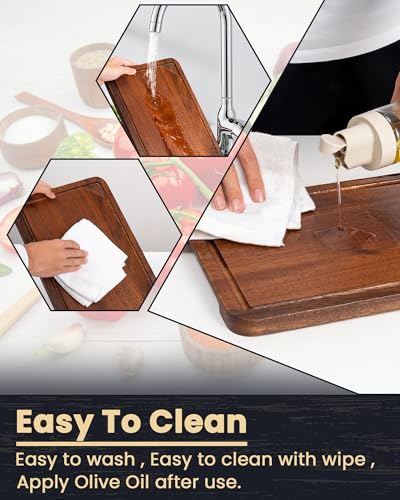Mini 9x6" Walnut Wood Cutting Board with Juice Groove for Kitchen Countertop, USA-Sourced Thick American Black-Walnut Wooden Chopping Board Charcuterie Board Butcher Block for Meat Vegetables - size: 9x6