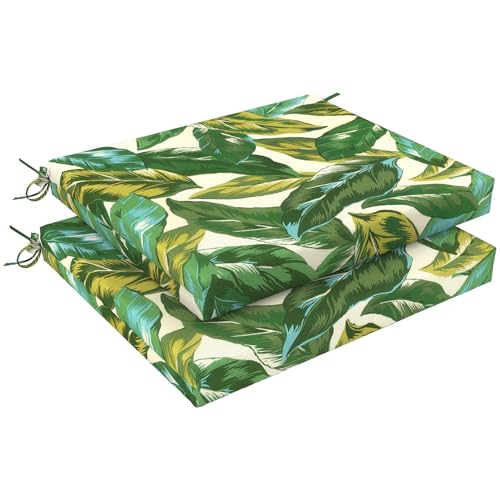 LVTXIII Outdoor Chair Cushions, Water Repellent Patio Furniture Cushions Outdoor Chair Pads with Ties for Dining Chairs and Garden Furniture, 18.5"x16"x2" Set of 2, Lush Leaf Jungle - color: Lush Leaf Jungle, size: 18.5"x16"x2" ( Set of 2 )