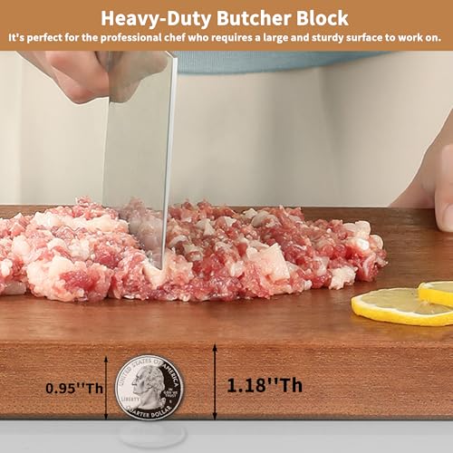 Brosisincorp Sapele Wood Cutting Board One Piece No Glue 17.71"L*11.81"W | Real Solid Whole Single Hardwood, Pre-Oiled Non Toxic No Joint, Reversible Heavy Duty Thick, Edge Grain Without Juice Grooves - size: 17.7"L x 11.8"W