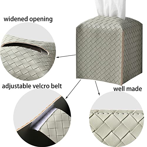 Tissue Box Cover PU Leather Tissue Holder Square Facial Tissue Case Facial Paper Organizer Dispenser for Bathroom, Vanity Countertop, Tabletop, Car, Evergreen | PU Leather，Easy to Fill, Easy Clean, Decorative Cube Tissue Box Holder for Office, Bathroom,Ki