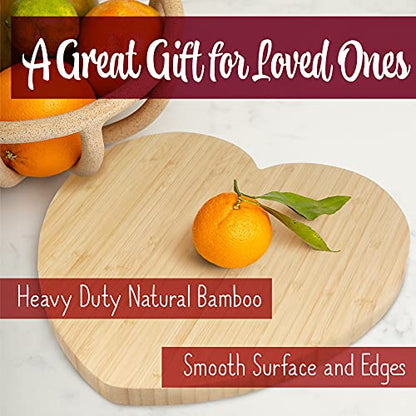 BambooMN Heart-Shaped Bamboo Serving and Cutting Board, 12" x 12" x 0.75" - 1 Piece - size: 12"L x 12"W