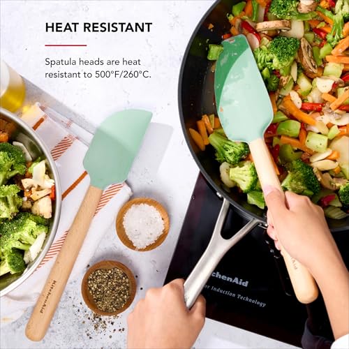 KitchenAid Beechwood Spatula Set, 2-Piece, Spearmint - color: KitchenAid Beechwood Spatula Set, 2-Piece, Spearmint