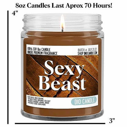 Sexy Beast Scented Candle - Smells Like Men's Cologne - 100% Naturally Vegan Soy and Premium Fragrance | Great Gift | Handmade in Denver, Colorado (8oz Glass Jar) - size: 8oz Glass Jar