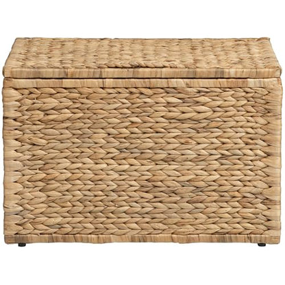 Storage Trunk with Metal Frame, Natural, 23.3 by 16.5 by 15.2 Inches | Safety Hinge, Heavy-duty Wicker Chest, Handwoven Water Hyacinth - color: Natural (Hyacinth), size: 23.3" x 16.5"