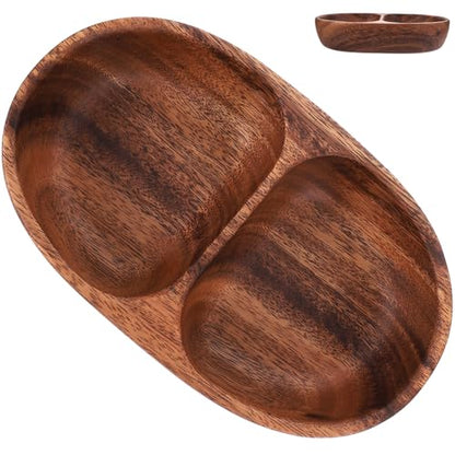 BESPORTBLE Decor snacks storage bowl nut plate wood divided salad bowl wooden fruit bowl food plate candy plate Double compartment bowl salad bowl container fruit dish south america tray