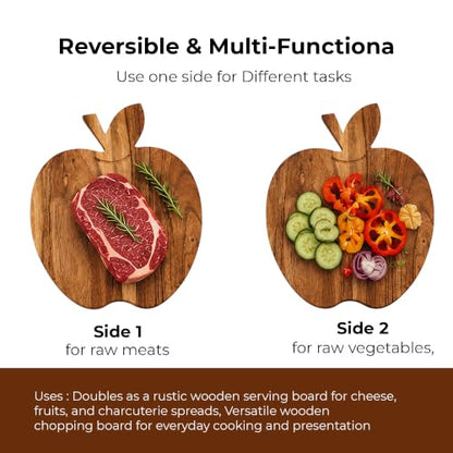 Sophia Art 100% Acacia Wooden Chopping Board, Butcher Block for Vegetables, Cafe and Restaurant, Serving Board,Charcuterie Board Cutting Board, Brown (Apple Board, 11"L x 9"W) - color: Apple Board, 11"L x 9"W
