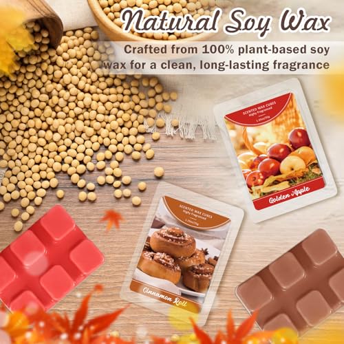 SCENTORINI Wax Melts, Wax Cubes, 4 Cinnamon Roll & 4 Golden Apple Scent | Fall Scent Strong Scent Candle Wax Tarts, Scented Wax Melts for Warmer, Home Fragrances - size: 4 Cinnamon Roll & 4 Golden Apple
