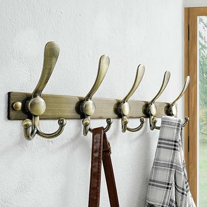 Coat Rack Wall Mount, Heavy Duty 12-Gauge Base vs Flimsy 1mm, Double-Thick Solid Anti-Snap Hooks, 16” Stud-Mount, Stainless Steel Hanger for Clothes Hat Entryway Closet, Bronze, Pack of 2 - color: Bronze, size: L=17" (2pcs)