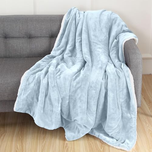 Elegant Comfort Reversible, Solid Sherpa Throw Blanket, All-Season Blanket- Super Soft, Cozy and Plush- Decorative Throw, Perfect for Lounging, 50 x 60 inches, Sherpa Throw Aqua - color: Solid Aqua