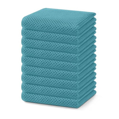 Homaxy 100% Cotton Waffle Weave Kitchen Dish Towels 9-Pack, Lake Blue | 13 x 28 Inches, Ultra Soft Absorbent Dish Towels, Quick Drying Cleaning Towels - color: Lake Blue, size: 13 x 28 - 9 Pack