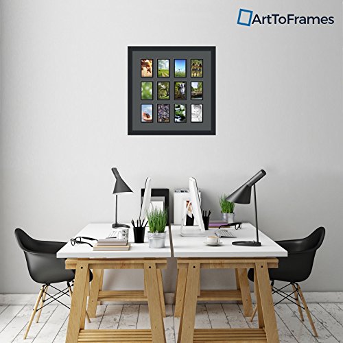 ArtToFrames Double-Multimat-1156-41/89-FRBW26079 Collage Photo Frame Double Mat with 12-3.25x4.75 Openings and Satin Black Frame - color: Charcoal, size: 12 - 3.25x4.75