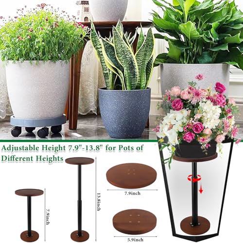 LUTTY 2Set Wooden Adjustable Plant Risers for Inside Pot,7.9-13.8 inches Tall Tapered Plant Riser Fill Bottom of Tall Flower Pots and Large Plants Containers, Rise Filler Riser of Flower Pots - size: (2 Pack)Tall Lift: Rise(7.9''-13.8'')