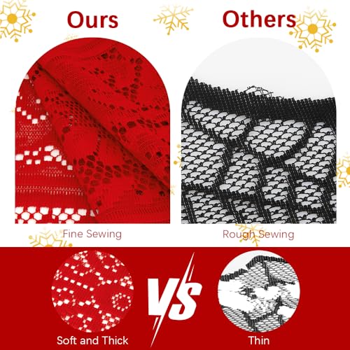 Christmas Table Runner Red Christmas Runner for Table Lace Table Runner Crochet Lace Table Runner Laces Runner Dresser Scarf Rectangular Laces Doilies for Christmas Wedding Home Dining Table Decor - size: 13 x 54 Inch, style: Red