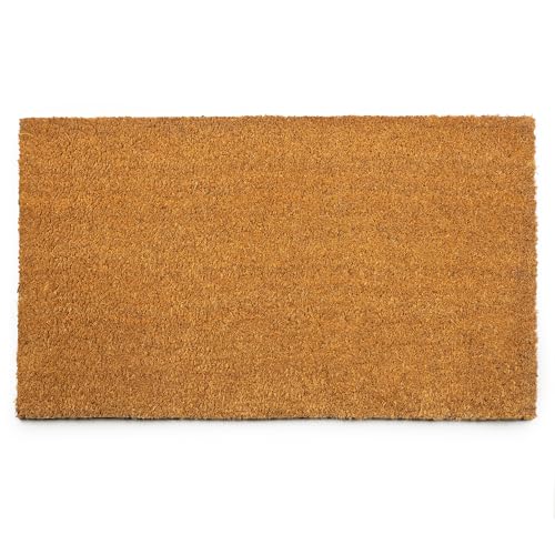 17.5x30 Door Mat with Heavy-Duty Backing - Coco Coir Doormat for Outdoor or Indoor Uses - Non-Slip Welcome Mats for Entryway or Porch - Easy to Clean Front Door Mat - Natural Brown - color: Natural Brown