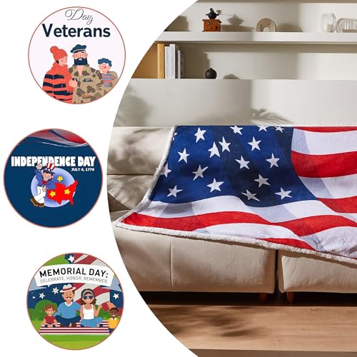 Tirrinia US Flag Patriotic Sherpa Throw American Flag Blanket, Cozy Sherpa Fleece Plush Bed Throw TV Blankets Reversible for Bed or Couch 4th of July Citizenship Election Veteran Gift - color: Fluttering Us Flag