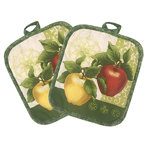 Apple Orchards Kitchen Towel 5 Piece Linen Set 2 Towels 2 Pot Holders 1 Oven Mitt - color: Apple 1