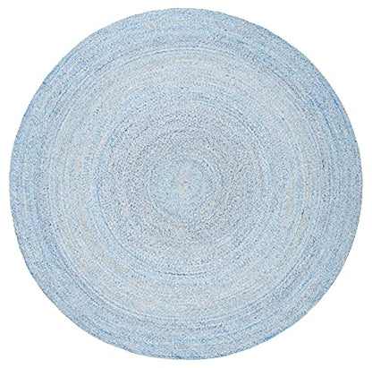 SAFAVIEH Cape Cod Collection Area Rug - 5' Round, Blue, Handmade Braided, Ideal for High Traffic Areas in Living Room, Bedroom (CAP224M) - color: Blue, size: 5' (Round)