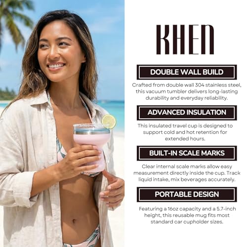 Double Wall Insulated Margarita Tumbler, Cocktail Cup Rose Quartz, 16 oz | Keeps Drinks Cold 12+ Hours, Shatterproof, Portable, Travel Friendly Perfect for Margaritas, Martinis, Cocktails & Mix Drinks - color: Rose Quartz