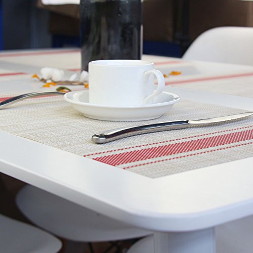 Placemats Place Mmats Indoor Set of 6 Washable Easy to Clean PVC Placemat (placemats Set of 6, Red) - color: Red, size: placemats set of 6