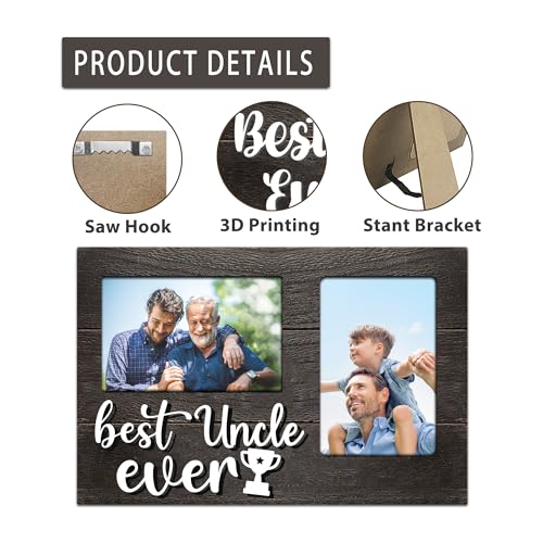 Uncle Gifts, Gifts for Uncle Christmas 3D Photo Frame Hold 4x6 Inches Two Photos, Gag Birthday Gift for Him from Nephew Niece on Fathers Day - color: Uncle