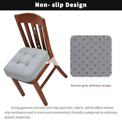 GOFORIT Memory Foam Seat Cushion，Kitchen Chair Cushions for Dining Chairs,Non-Slip Chair Pads with Removable Cover, 16'' x 16'', Grey - color: Grey