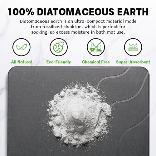 Stone Bath Mat-Diatomaceous Earth Bath Mat Fast-Drying Stone Drying Mat Super Absorbent Diatomite Mats for Bathroom, Dish Drying, Bathtub,Grey Wave,2 Pack - color: Grey Wave-24*16-2 Pack
