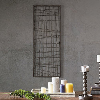 INK+IVY Savoy Wall Art Living Room Décor - Modern Abstract Metal Wire Design Home Accent Entry Way Decoration Ready to Hang Panel for Bedroom, 13.8"W x 0.79"D x 35.4"H, Gold Black - style: Savoy