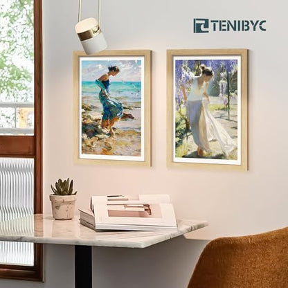12x18 Frame Set of 3, Natural Oak Wood Picture Frame 12x18 for Photos, Posters and Art Prints, HD Tempered Glass, Wall Hanging - color: Oak, size: 12 X 18, style: 3 Pack