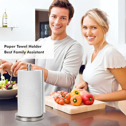 Paper Towel Holder Stand with Sturdy Base Fits Standard and Jumbo Sized Paper Towel, Paper Towel Holder Countertop (Brushed Nickel) - color: Brushed Nickel