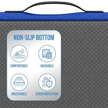 Extra Large Memory Foam Seat Cushion - Wheelchair Cushion Pad, Anti-Slip, Removable Strap, Coccyx Pain Relief, 19” X 17” X 3” (Blue) - color: Blue