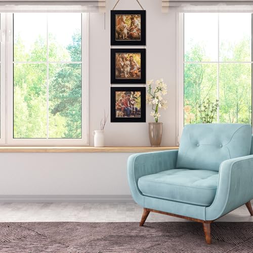 4X4 Picture Frame, Wall Hanging Picture Frames Collage with 3 Opening Frames Black - color: Black, size: 4x4