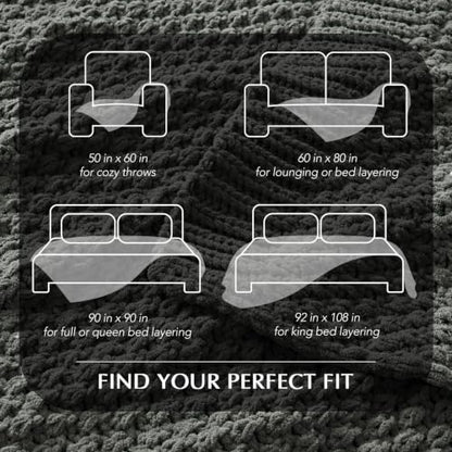 EVERGRACEHOME Chunky Chenille Knit Throw Blanket, 108x92, Charcoal Gray | Sculpted Moss Stitch, Chic Modern Farmhouse, All-Season Warmth, OEKO-TEX® Certified, Oversized King for Couch, Bed, Sofa - color: Charcoal Gray, size: 108" X 92"
