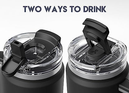 Meoky 32 oz Tumbler with Handle, Insulated Tumbler with Lid and Straw, Stainless Steel Travel Mug, Keeps Cold for 24 Hours, 100% Leak Proof, Fits in Car Cup Holder (Night) - color: Night, size: 32 Ounces