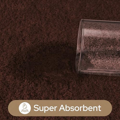 HOMEIDEAS Upgraded Bathroom Rugs Set 3 Piece, Ultra Soft Memory Foam Bath Mats, Super Absorbent Non Slip Washable U-Shaped Toilet Bath Rug (Brown, 17"x24"+20"x32"+U-Shaped 20"x24") - color: Brown