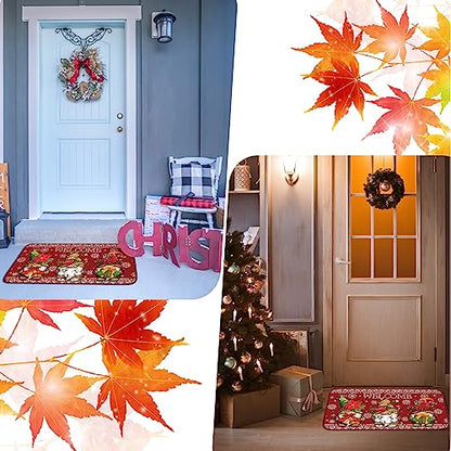 Zhanmai 3 Pcs Gnome Welcome Door Mat, Fall Halloween Christmas | 27.6 X 17.7 Inch Nonslip Rubber Backing, Rugs for Front Door Entryway Porch, Thanksgiving Harvest Home Decor with Gnomes