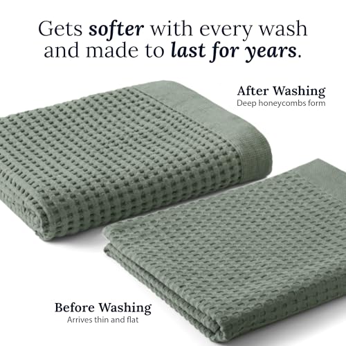 GILDEN TREE Waffle Bath Sheet Quick Dry Towel, Thin Luxury Bath Towels, 40x80 Large Bath Towels 2 Pack Bath Sheets, Modern Style (Sage Grey) - color: Sage Grey, size: Bath Sheet (40" x 80") 2 Pack