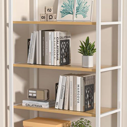 VFINE 4-Piece Modern Metal Bookends for Shelves, Black Tree Book Ends for Books, Decorative Book Organizer for Desk, Non-Skid Shelve Bookends for Home Office - style: Black bookend 2 pairs